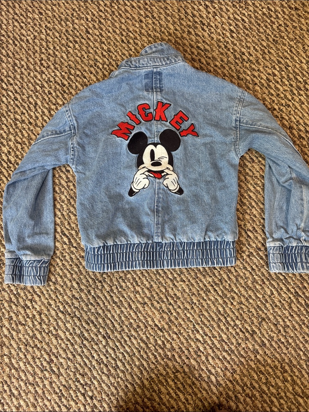 Disney Light Blue Denim Mickey Patch Kids Jacket